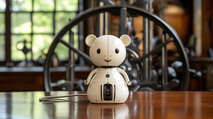 Bear robot on workshop table