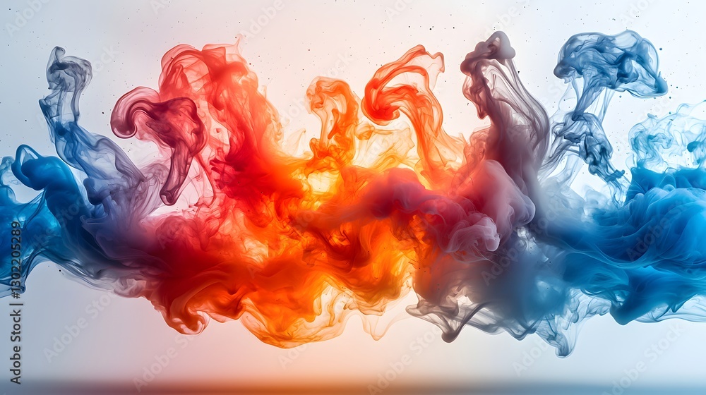 Poster captivating colorful smoke cloud billowing in the air with dynamic patterns and vivid hues against a