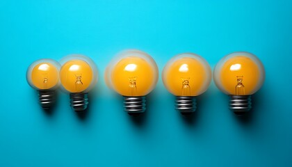 Glowing Bulbs Line on Blue Background