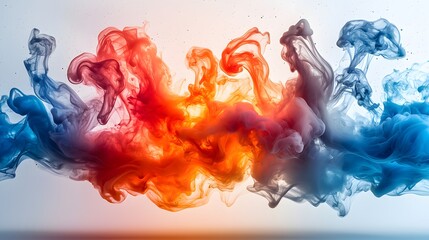 Captivating colorful smoke cloud billowing in the air with dynamic patterns and vivid hues against a dark background