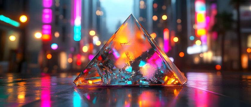 Crystal pyramid city night lightscape