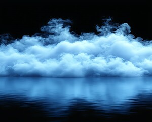 Blue smoke reflecting on water