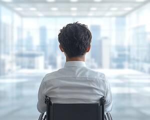Man in Wheelchair Contemplating City View