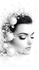 Woman, water splash, pearls, beauty