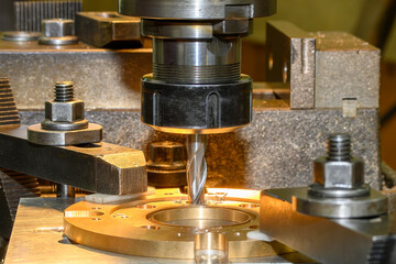 The hole boring  process the brass material parts on NC milling machine with flat end mill tools.