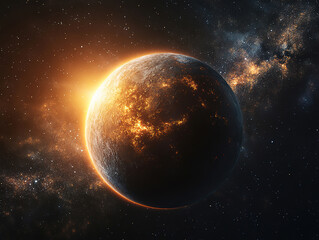 Obraz premium Earth in outer space at night, showcasing civilization's lighted cities