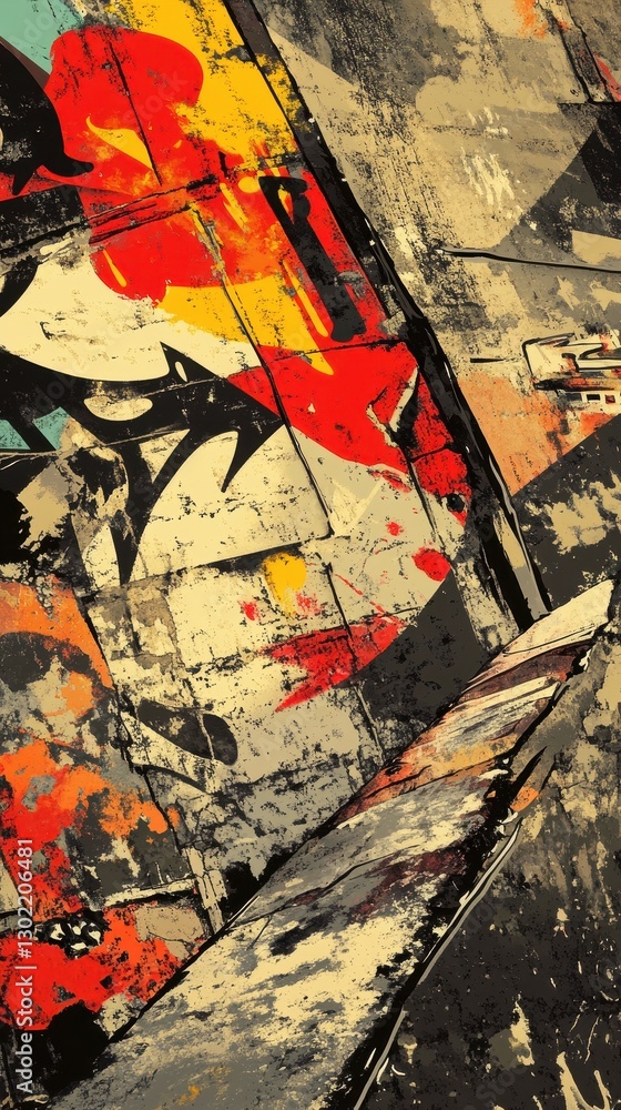 Poster abstract art showing layered shapes and vibrant color combinations in an image
