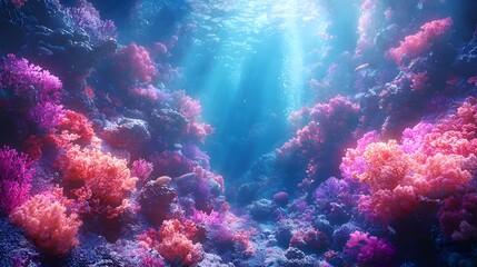 Vibrant coral reef teeming with diverse marine life in crystal clear water creating a colorful underwater paradise