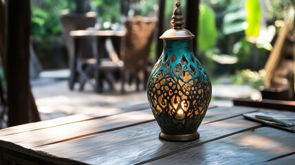 Beautiful AI-generated Ramadan image featuring glowing lanterns, crescent moon, and intricate Arabic calligraphy. A vibrant depiction of spiritual devotion, mosque prayers, and festive Eid celebration