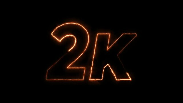 Glowing neon line 2k ,Ultra HD icon isolated on black background. 4K Video motion ,2K followers,2K views. Cheers to 2K,Celebrating Our Community.
