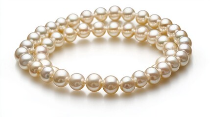 Obraz premium Elegant White Pearl Necklace on Soft Background for Jewelry Display