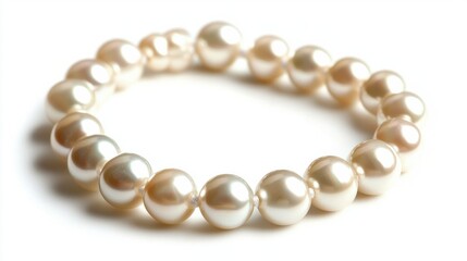Obraz premium Elegant Pearl Bracelet on White Background, Perfect for Fashion Accessory