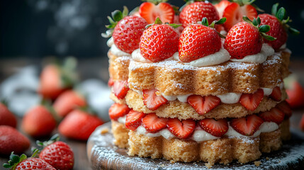 Layered Strawberry Cake With Whipped Cream