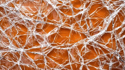 Obraz premium Crinkled Clear Plastic Wrap Over Orange Background Texture Design