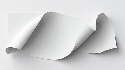 Curved White Paper Sheet on Light Background with Smooth Texture
