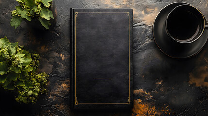 Luxury menu mockup with a high-end leather cover, gold embossed text, and a refined minimalistic look