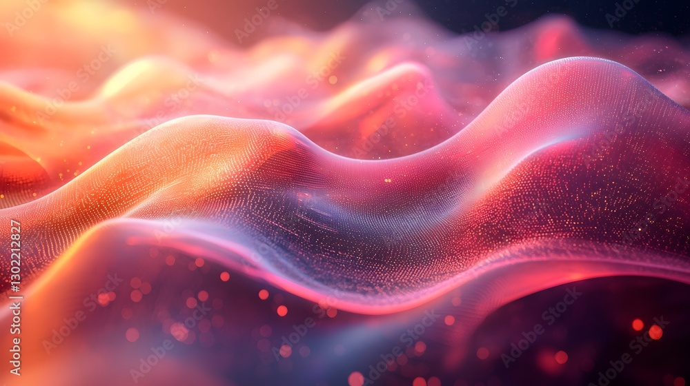 Poster beautiful wave of pink and orange colors blending together to create a soft and warm visual effect e