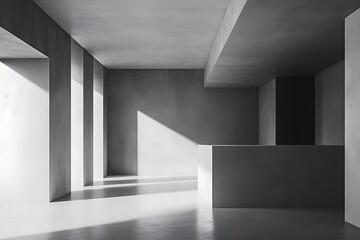 Fototapeta premium Grunge concrete interior with shadow on the wall.