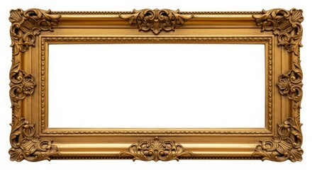 Obraz premium Ornate gold frame isolated on white. Perfect for adding a touch of elegance to your designs.