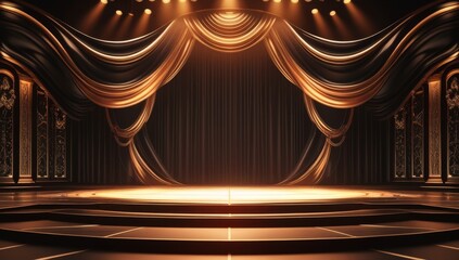 Black golden ceremony award stage venue background.
