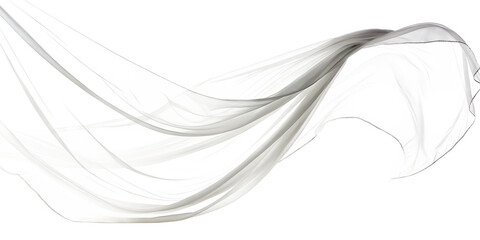 Flowing Transparent Fabric - Isolated on White Background as Transparent. PNG. AI GENERATED