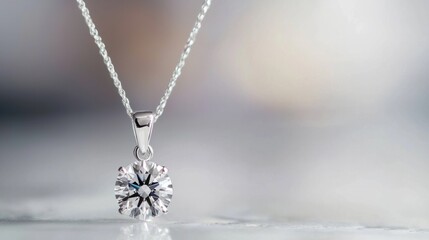Elegant Silver Necklace with Sparkling Diamond Pendant Jewelry