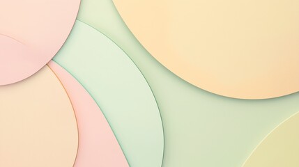 Minimalist pastel wallpaper with smooth curves, subtle geometric elements, and a mint, blush, and yellow palette for a calming, elegant look
