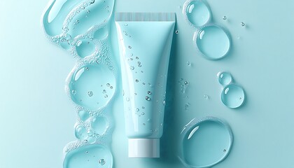 Aqua Gel Tube on Blue Background