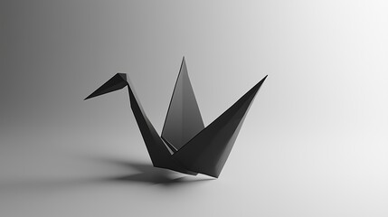 Fototapeta premium Simple crane origami illustration monochrome