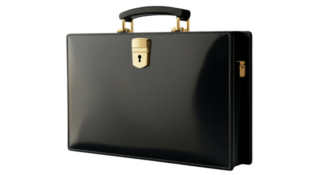 black briefcase isolated on white background 