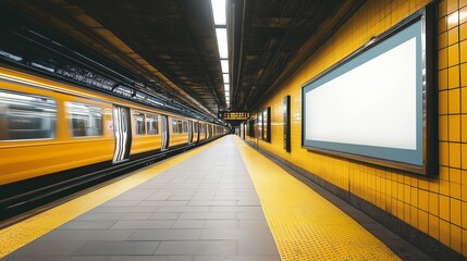 Subway poster mockup, realistic