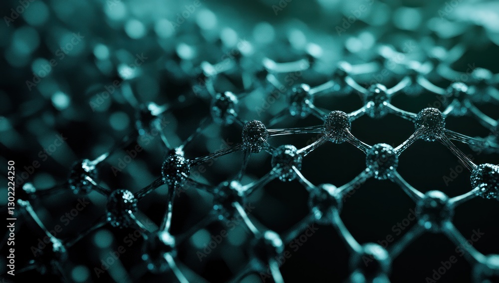 Aufkleber microscopic view of interconnected atoms forming a complex network structure.
