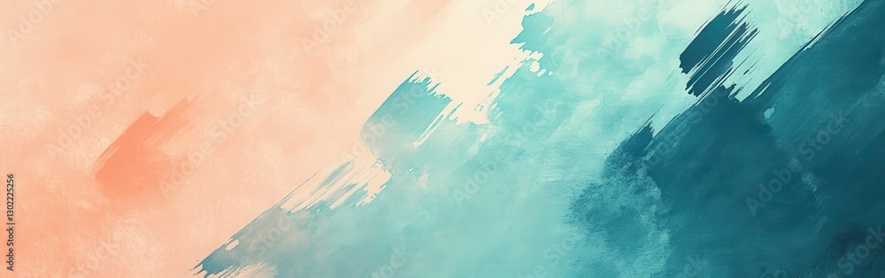 Aufkleber Soft gradient teal strokes create a serene atmosphere with gentle blotches throughout the composition