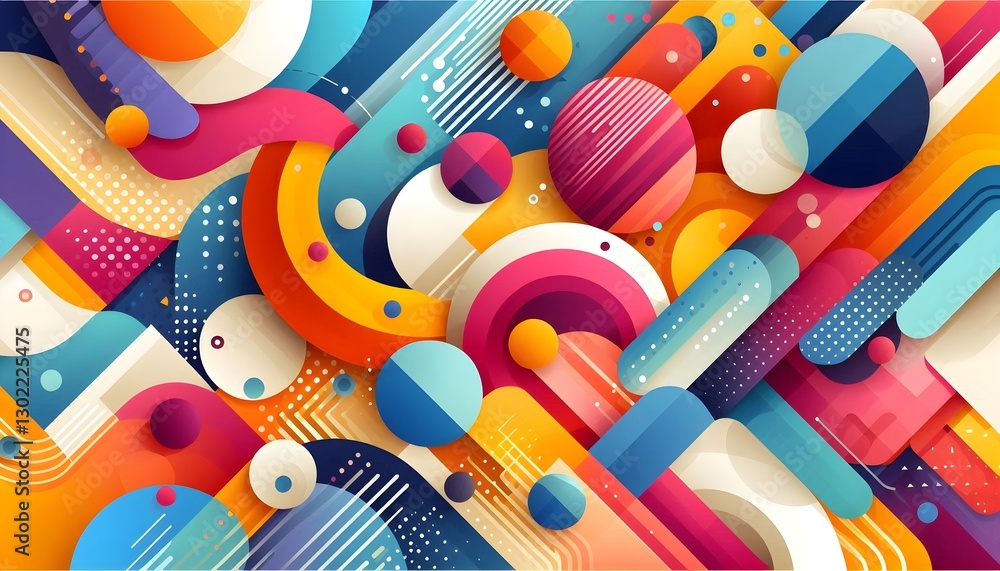 Poster modern vibrant abstract design with overlapping shapes and versatile colorful composition