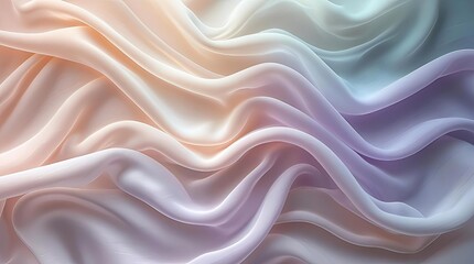 Obraz premium Flowing Silk Waves with Glowing Pastel Hues in a Delicate and Ethereal Abstract Motion Design 