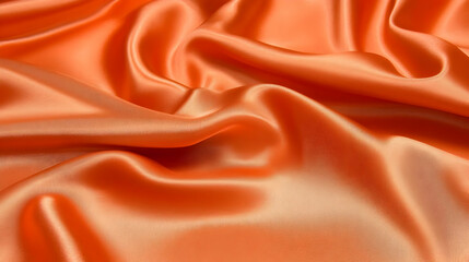 Obraz premium Orange silk fabric folds, textile background
