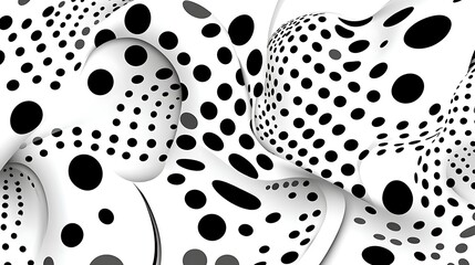 Abstract digital design black & white polka dots