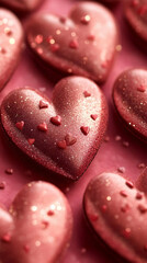 Fototapeta premium Pink glitter hearts, Valentine's Day