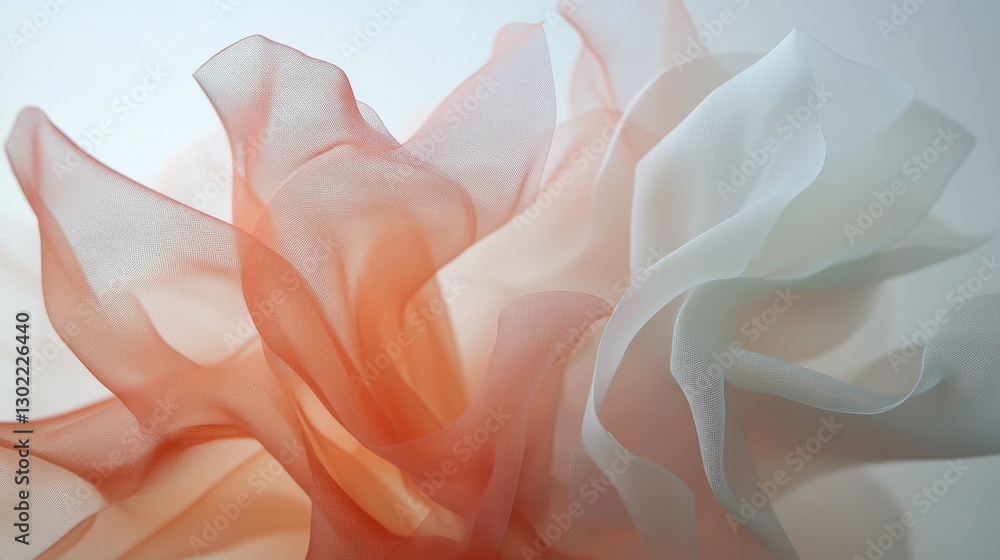 Poster minimalist design featuring translucent strokes in muted coral hues, creating an elegant and serene 