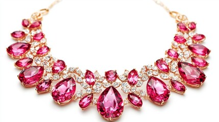 Elegant Pink Gemstone Necklace with Sparkling Crystal Accents