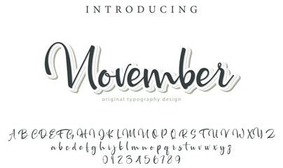 November Font Stylish brush painted an uppercase vector letters, alphabet, typeface