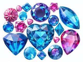 Fototapeta premium Sparkling Blue & Pink Gemstones: High-Resolution Cutout Images for Design Projects