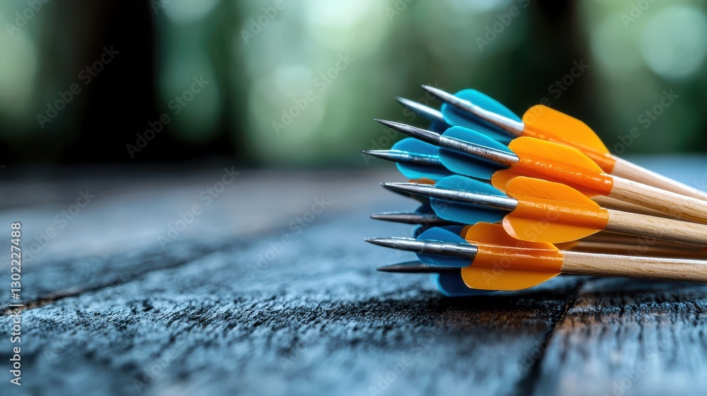 Poster a close up shot of a group of colorful sharp pencils arranged neatly on a wooden desk representing t