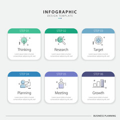 Infographic template. 6 Step timeline journey, Flat simple infographics design template. presentation graph. Business concept with numbers 6 options or steps vector illustration.