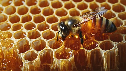 Honeybee harvesting honeycomb