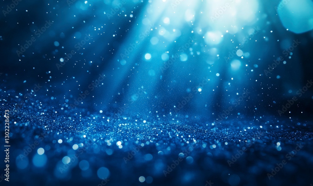 Poster blue background with light particles and glow, creating an atmosphere of mystery and magic