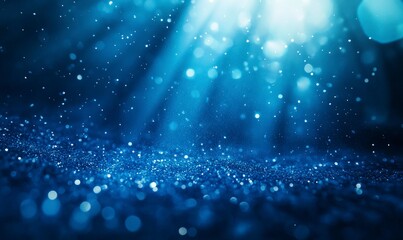 Blue background with light particles and glow, creating an atmosphere of mystery and magic