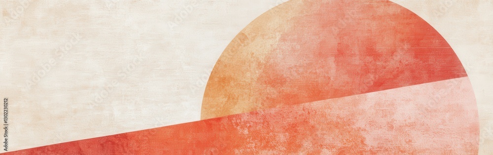 Poster Minimalist pencil strokes create half-circles on a textured background resembling a sunset during late afternoon