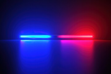 Two police lights are lit up in red and blue