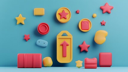 Vibrant Gamification Infographic with Playful Reward Icons and Shapes